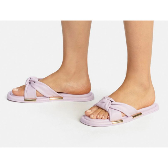 Coach Women's Brooklyn Leather Sandals - Violet Lilac Purple Twist Knot Slide 10 - Picture 3 of 10